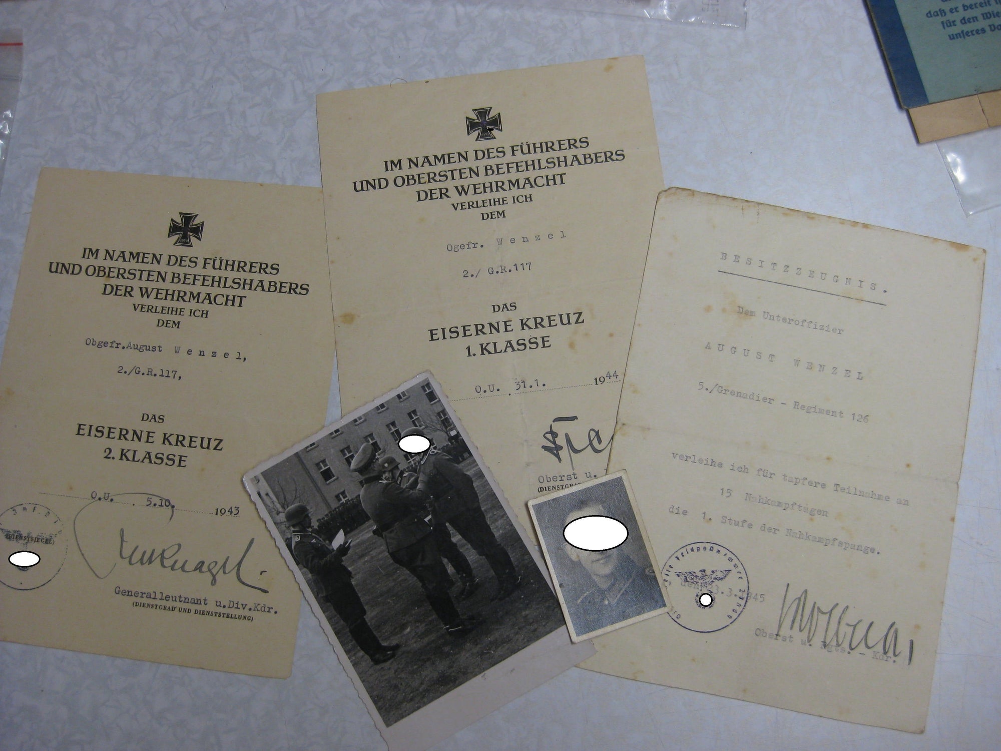 Besitzzeugnis Verleihungsurkunde Eisernes Kreuz Nahkampfspange 1.Stufe Wehrmacht