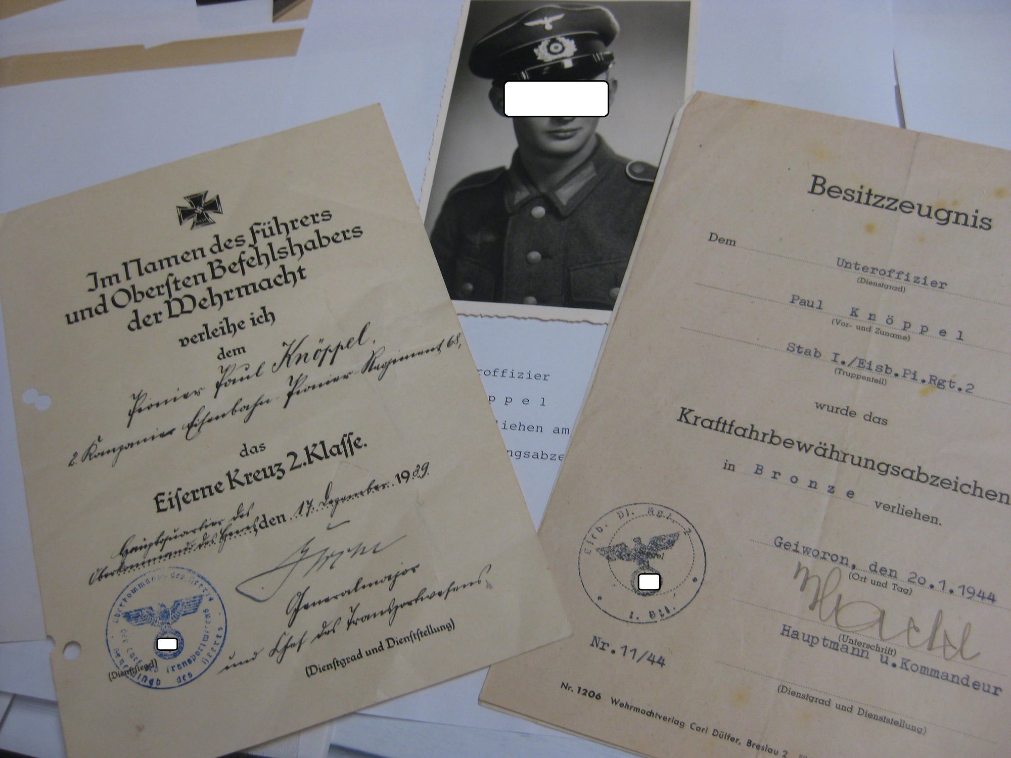 Besitzzeugnis Verleihungsurkunden Eisernes Kreuz Orden Wehrmacht Verleihung im Polenfeldzug