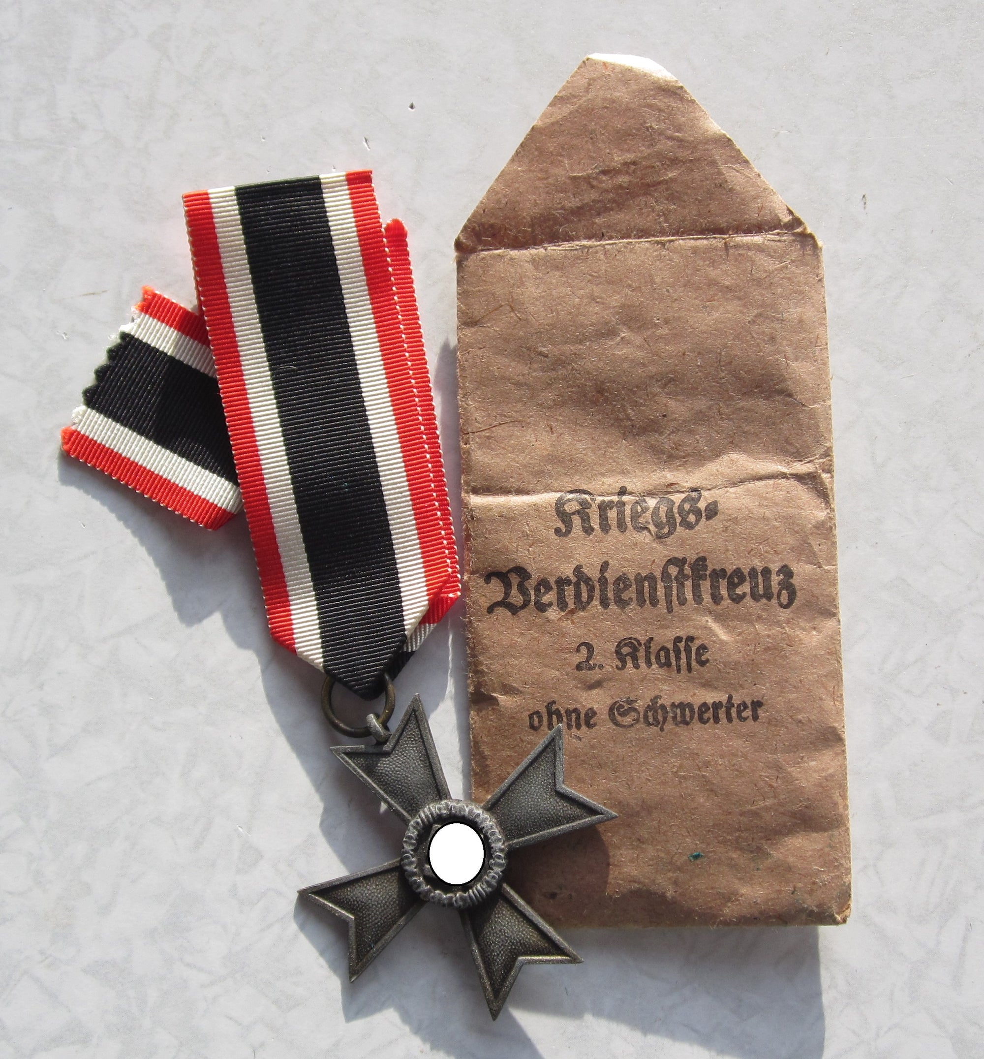 Kriegsverdienstkreuz 2.Klasse OHNE Schwertern KVK2/39 in Verleihungstüte Wiedmann Frankfurt