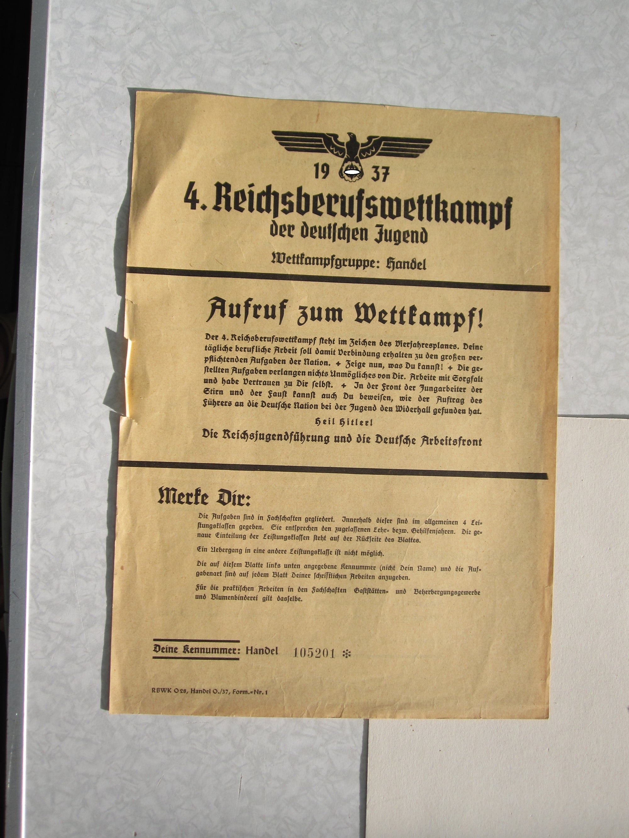 4. Reichsberufswettkampf 1937 Hitlerjugend HJ