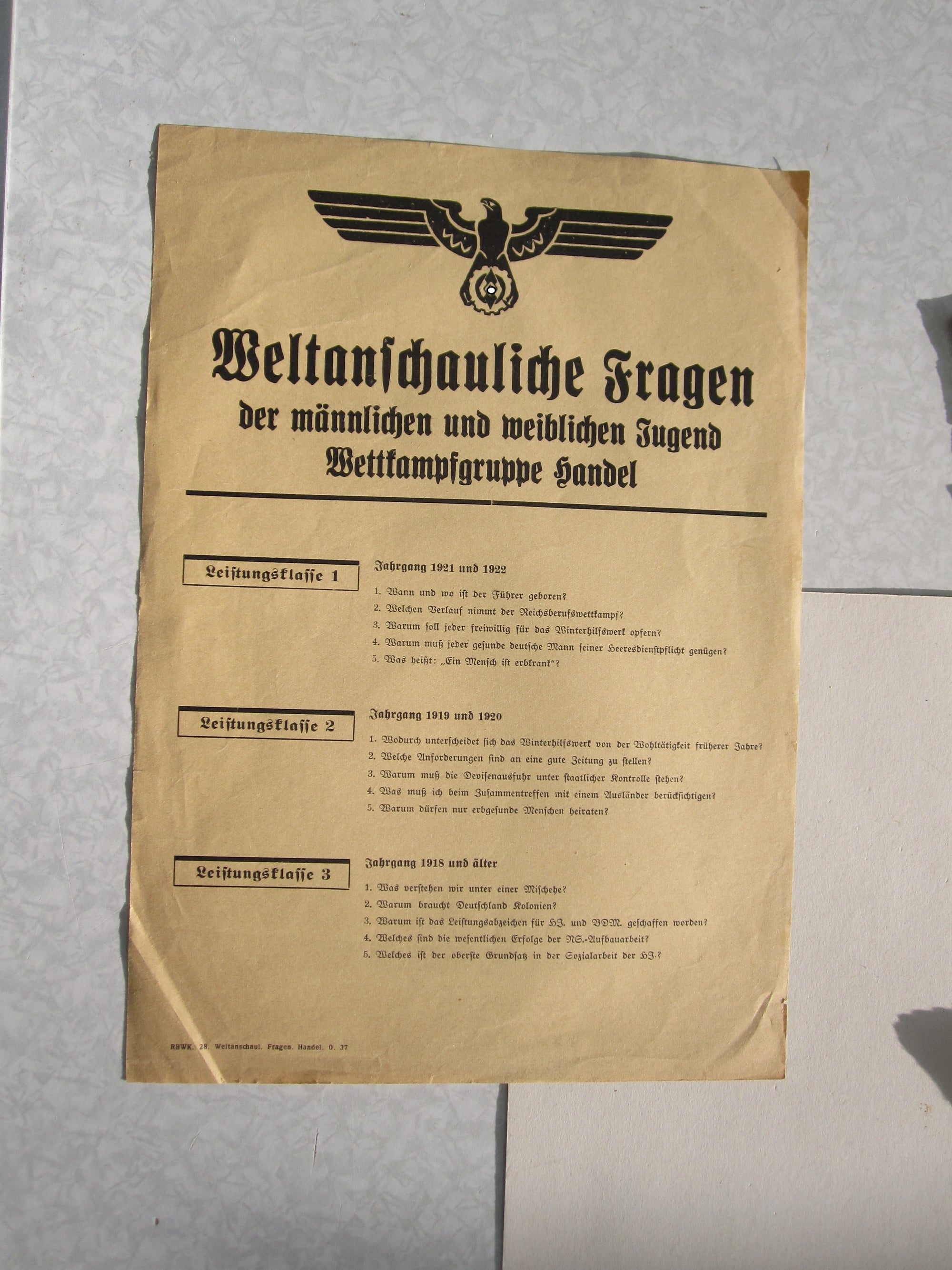 4. Reichsberufswettkampf 1937 Hitlerjugend HJ