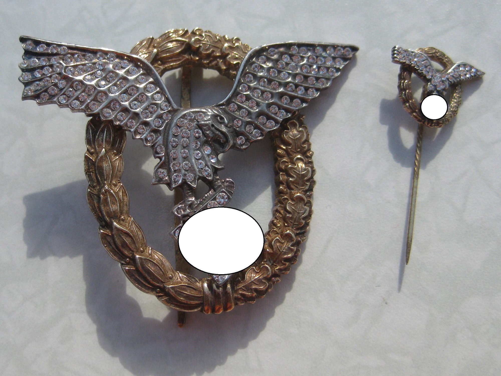 H.W. Set von Flugzeugführerabzeichen in Gold mit Brillanten -Sammleranfertigung-