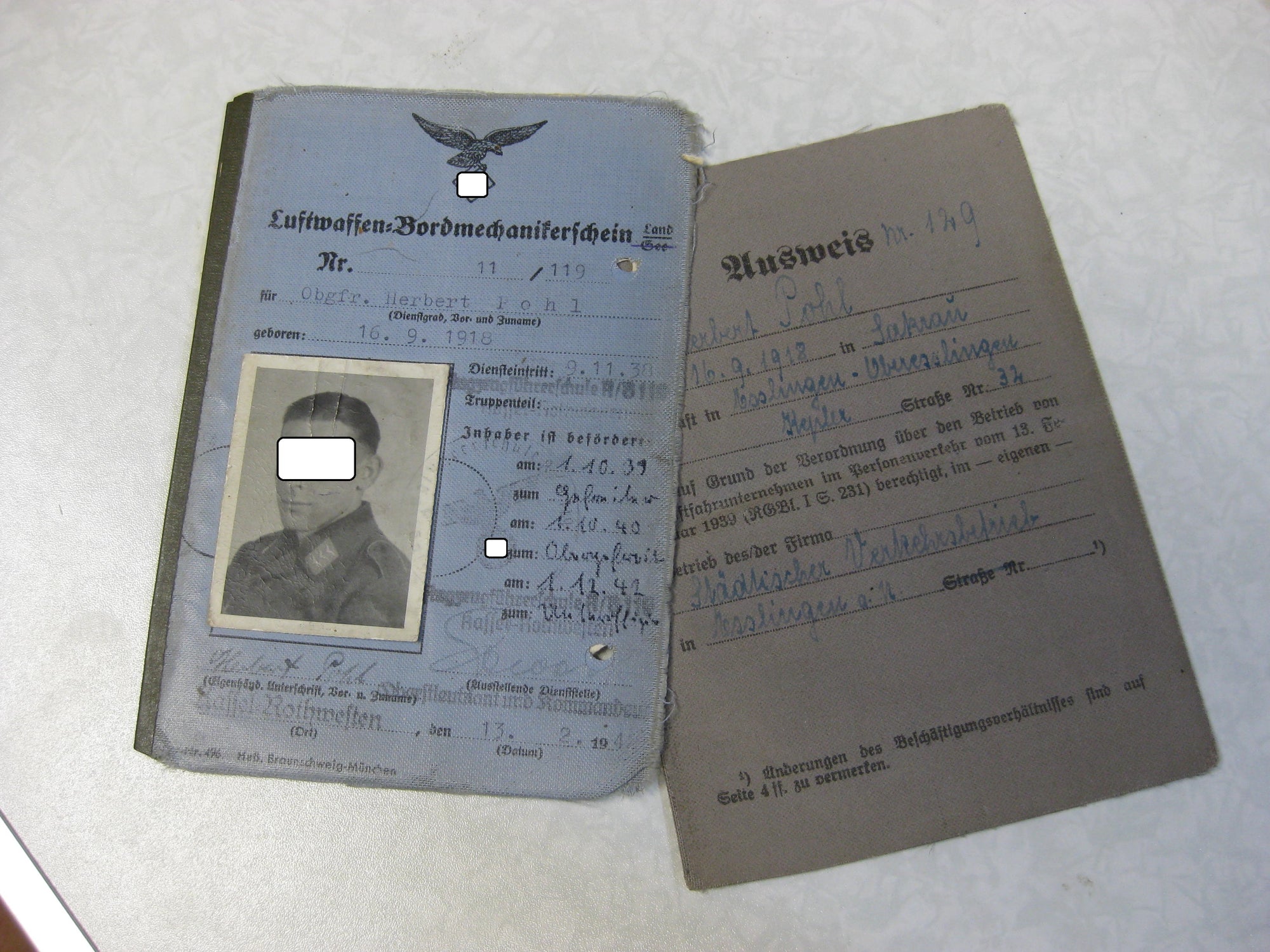 H.W. Luftwaffen Bordmechanikerschein Flieger