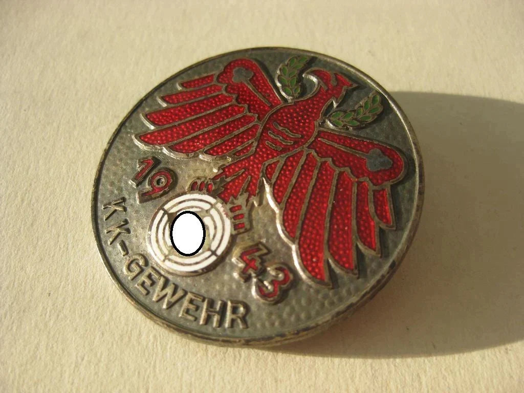 Silberne Ehrennadel der Tiroler Schießauszeichnung KLEINKALIBER KK Gewehr 1943 Mint Condition