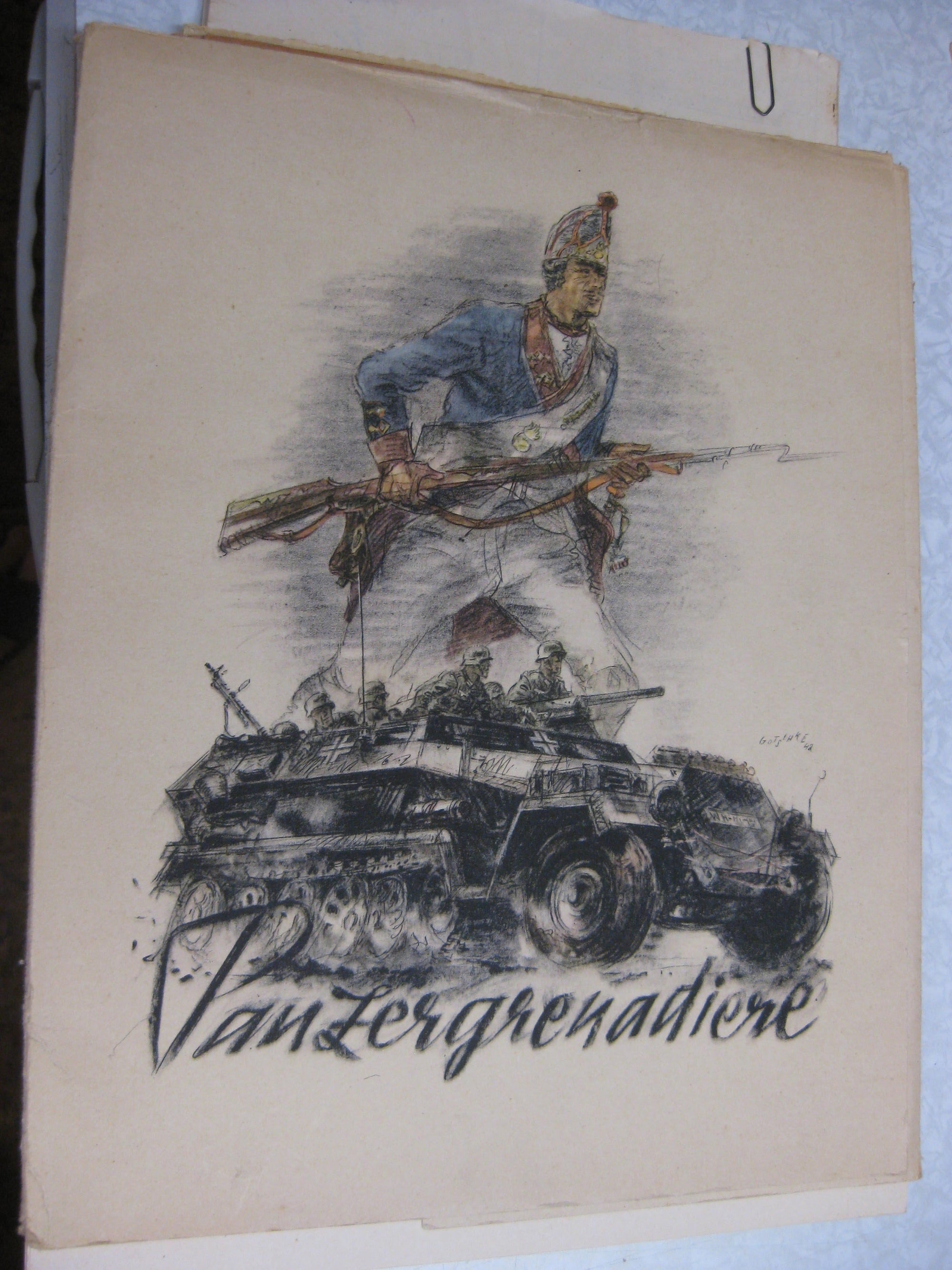 Panzergrenadiere - Mappe mit 21 Drucken (komplett ) von Walter Gotschke 1942 Buch Heft