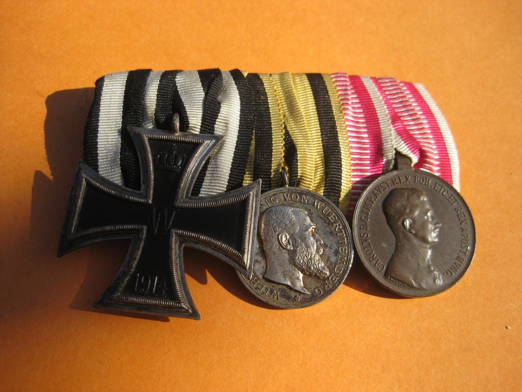 3er Ordenschnalle Ordensspange Eisernes Kreuz 2.Klasse 1914 (EK2/14) Österreich Württemberg Tapferkeitsmedaille Kaiserreich