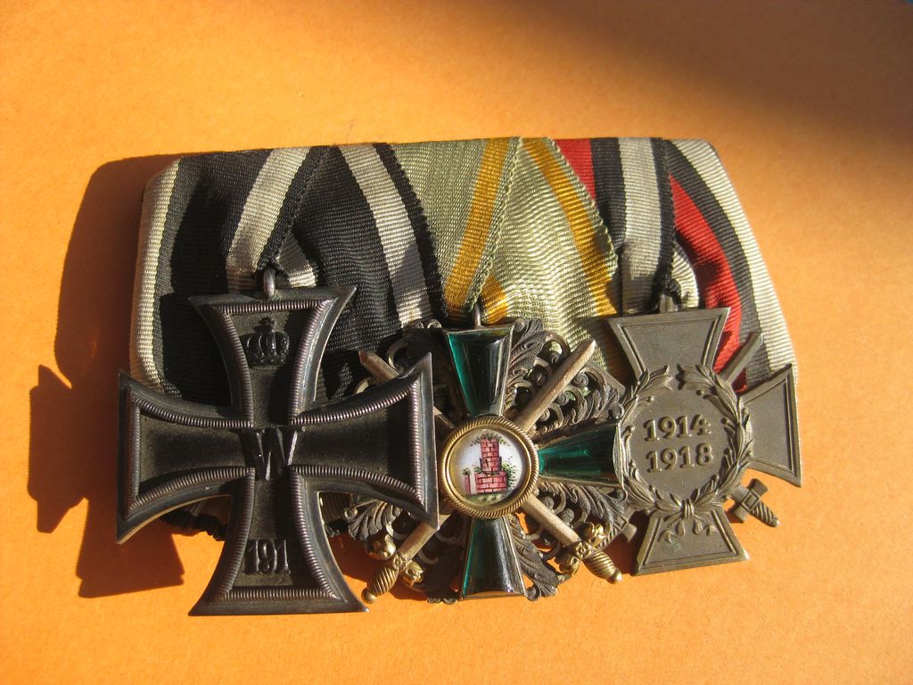3er Ordenschnalle Ordensspange Eisernes Kreuz 2.Klasse 1914 (EK2/14) Baden Ritterkreuz mit Schwertern vom Zähringer Löwen  Ehrenzeichen Auszeichnung Kaiserreich