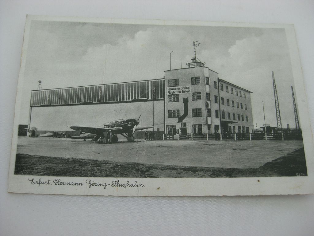 Postkarte Ansichtskarte Erfurt Thüringen Hermann Göring Flughafen 3.Reich 1941