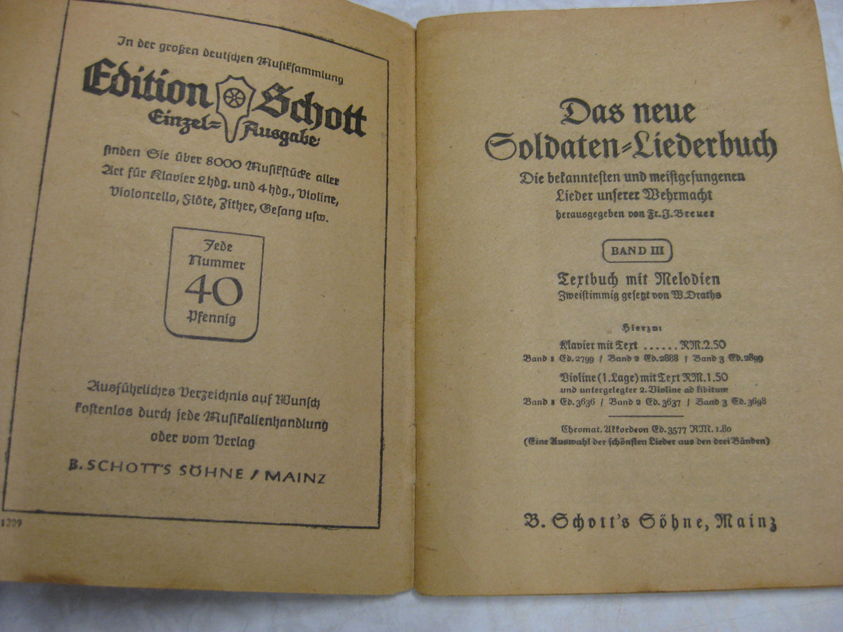 Originalausgabe Buch / Heft  Das neue Soldaten Liederbuch Wehrmacht