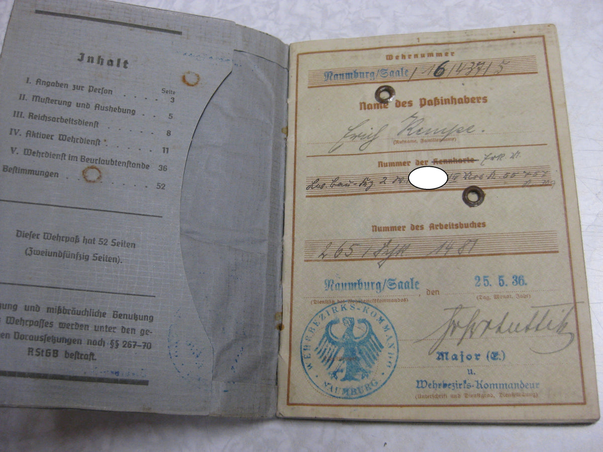 Wehrpaß Luftwaffe Flaktruppe Sachsen-Anhalt