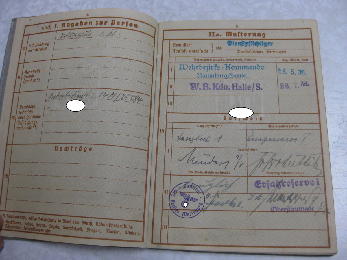 Wehrpaß Luftwaffe Flaktruppe Sachsen-Anhalt