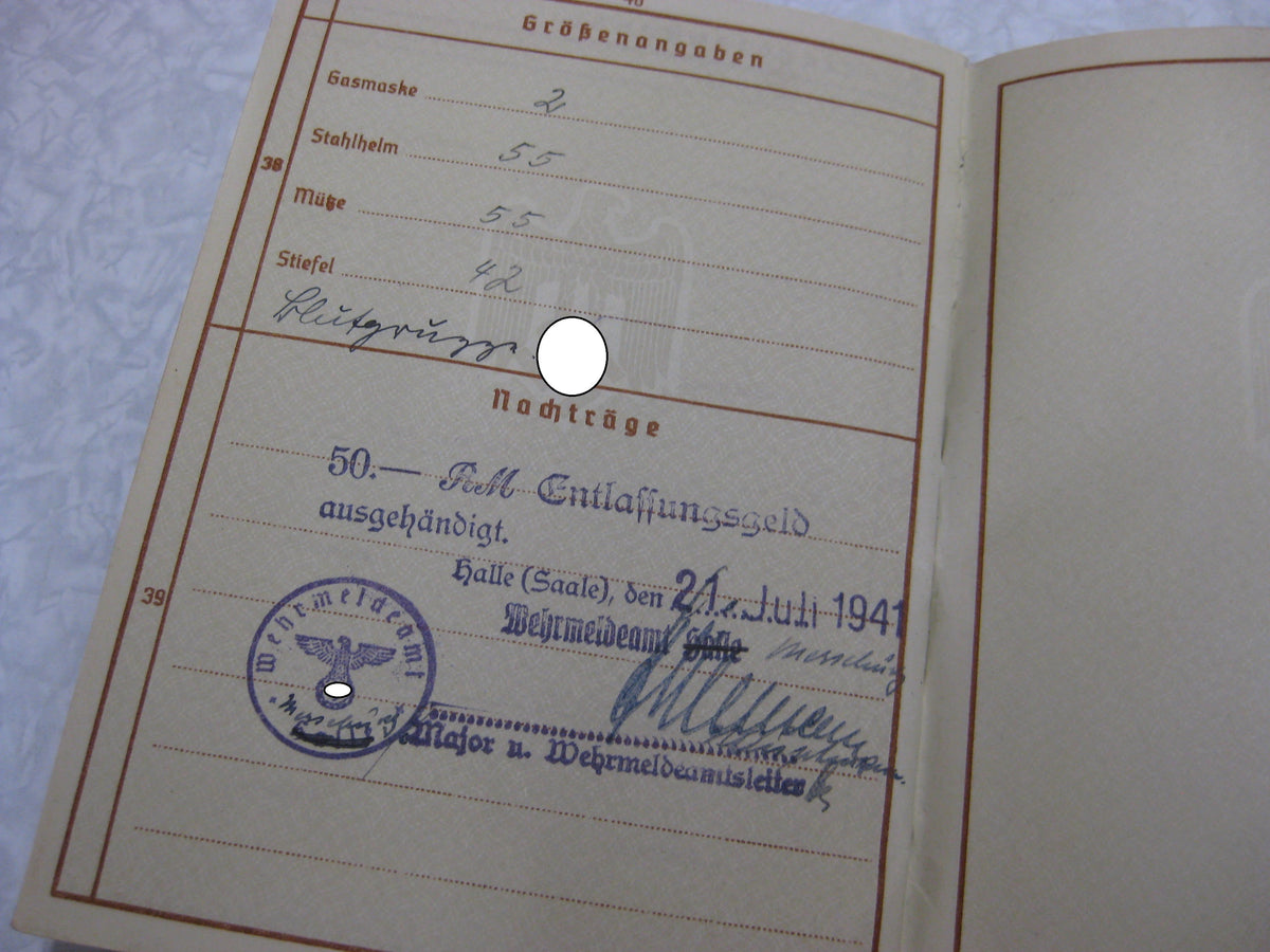 Wehrpaß Luftwaffe Flaktruppe Sachsen-Anhalt