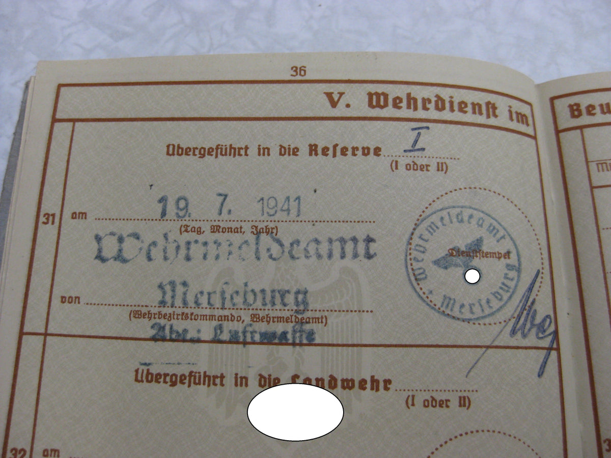 Wehrpaß Luftwaffe Flaktruppe Sachsen-Anhalt