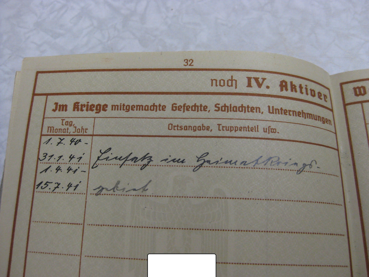 Wehrpaß Luftwaffe Flaktruppe Sachsen-Anhalt