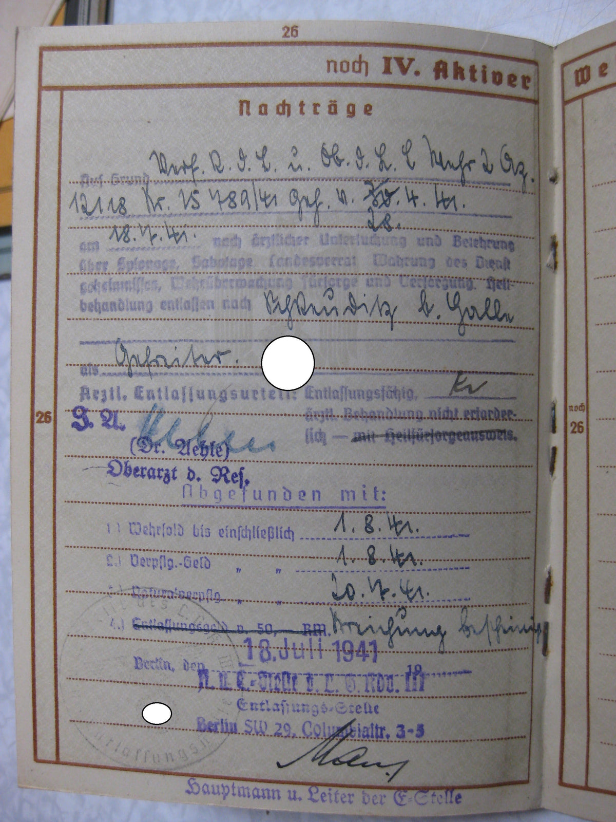 Wehrpaß Luftwaffe Flaktruppe Sachsen-Anhalt