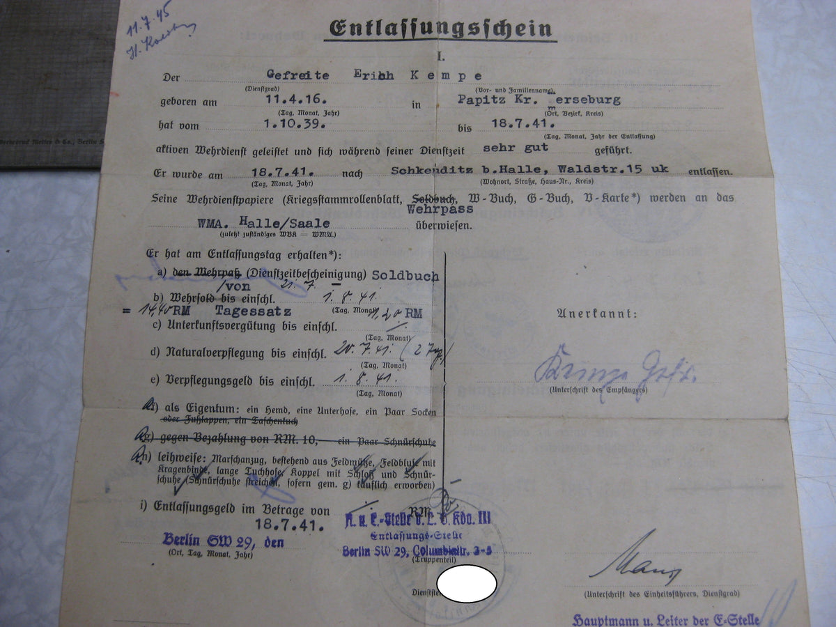 Wehrpaß Luftwaffe Flaktruppe Sachsen-Anhalt