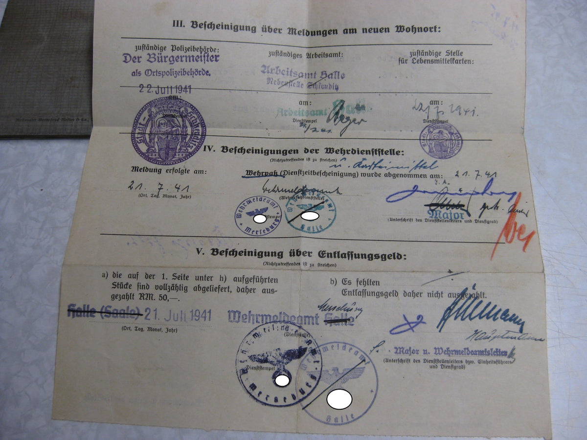 Wehrpaß Luftwaffe Flaktruppe Sachsen-Anhalt