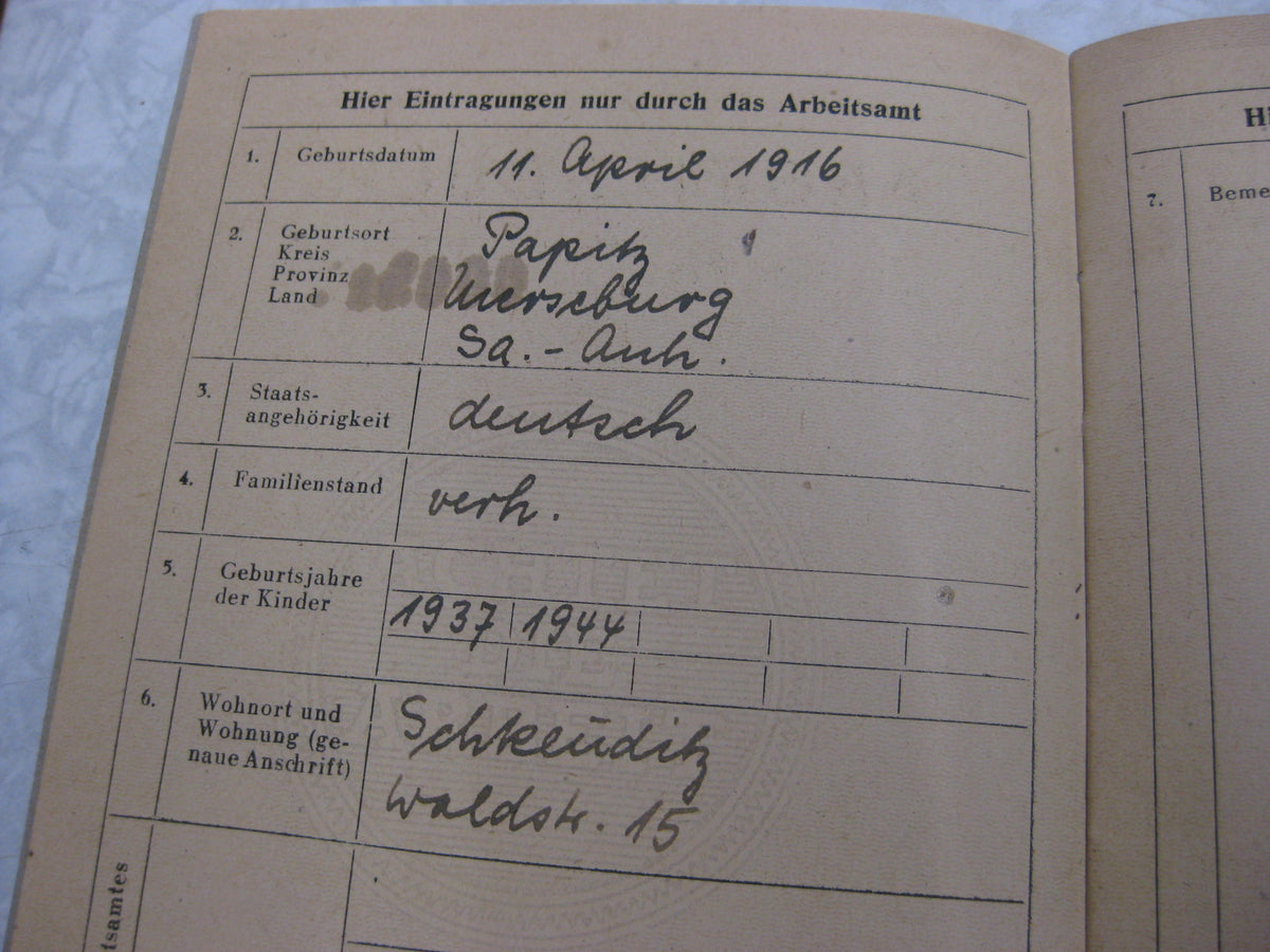 Wehrpaß Luftwaffe Flaktruppe Sachsen-Anhalt