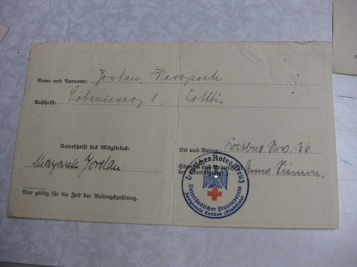 Personalausweis Dienstausweis  Oberhelferin Deutsches Rotes Kreuz (DRK) Hamburg KZ-Neuengamme !!