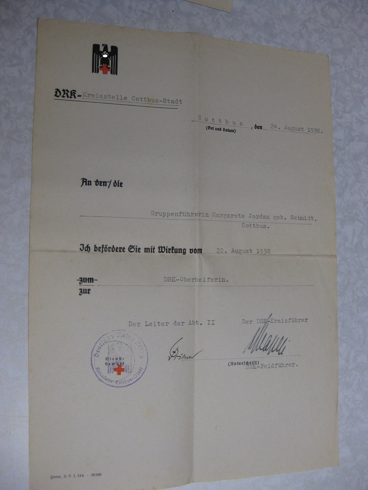 Personalausweis Dienstausweis  Oberhelferin Deutsches Rotes Kreuz (DRK) Hamburg KZ-Neuengamme !!