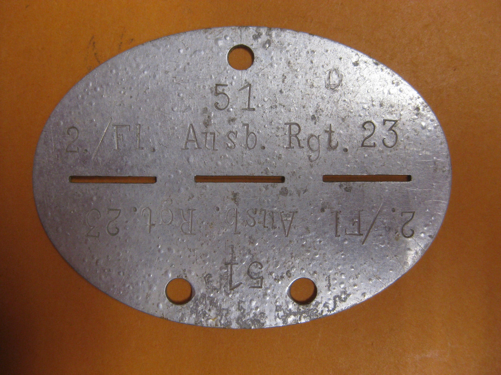 Erkennungsmarke 2./ Fl. Ausb. Rgt. 23 KEIN Bodenfund !! 1000% alt und ORIGINAL