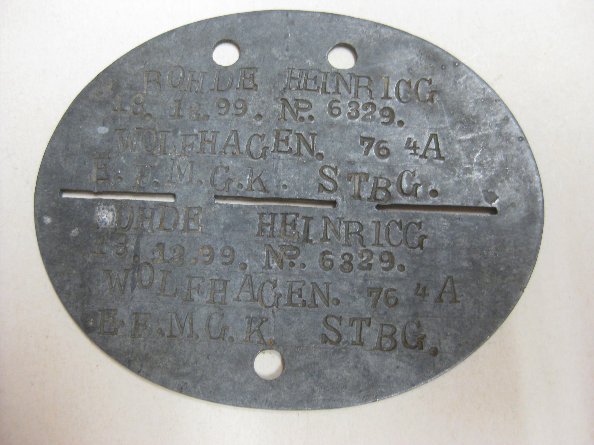 Erkennungsmarke KEIN Bodenfund !! 1000% alt und ORIGINAL Erkennungsmarke E.F.G.K.STBG.