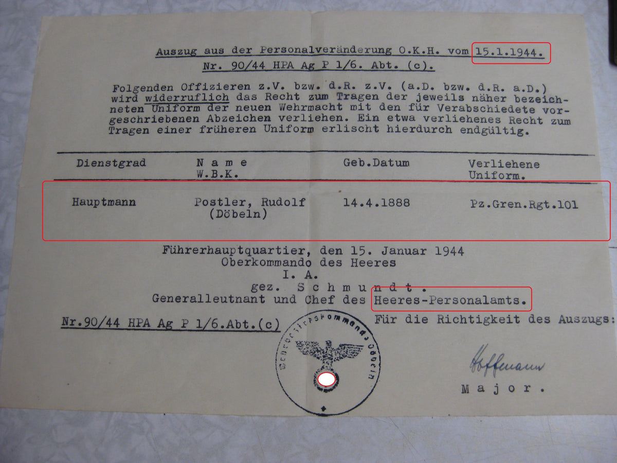 Wehrpaß Hauptmann aus Oschatz / Leipzig Wehrmacht im Stammlager Stalag IV G