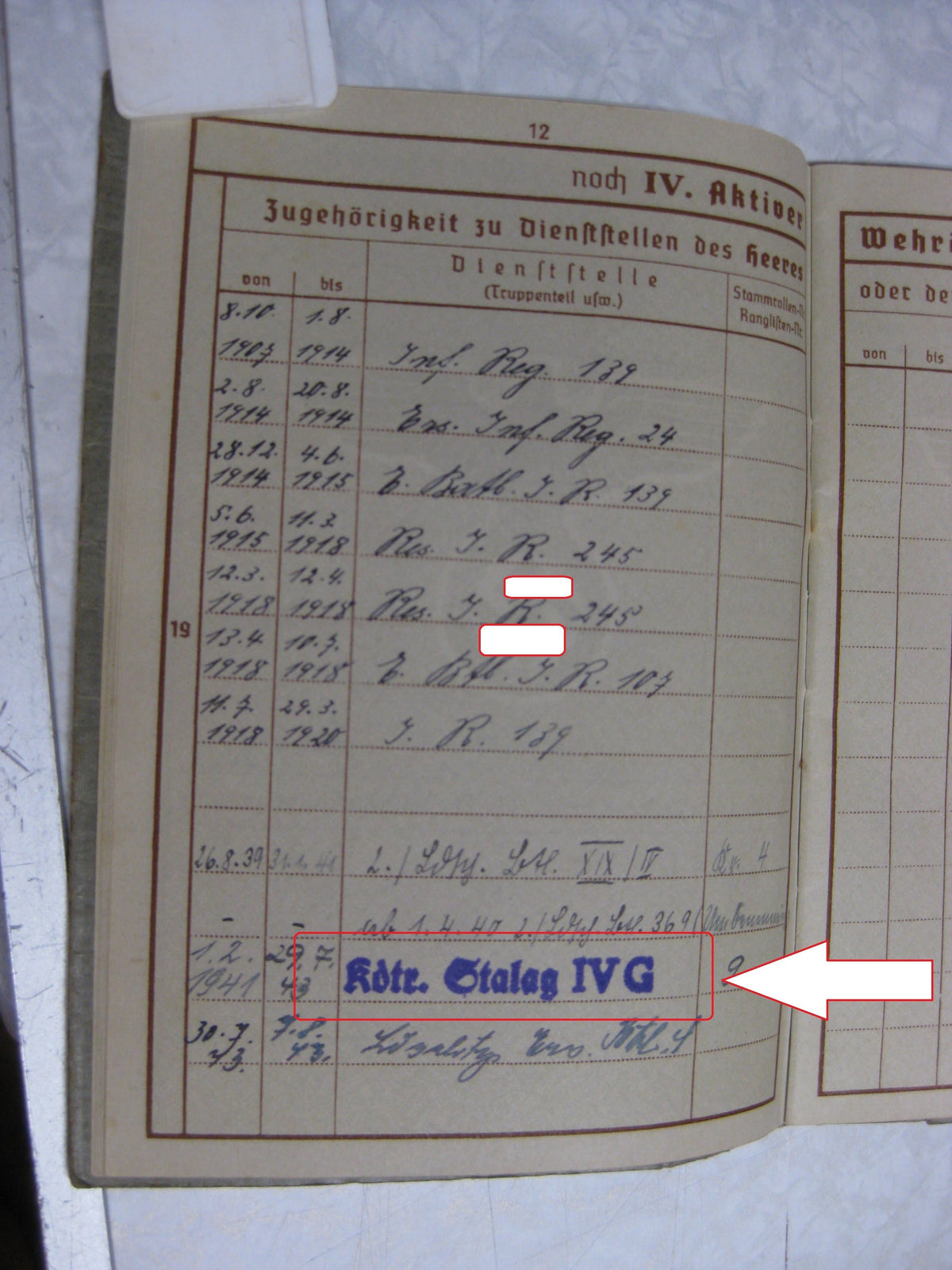 Wehrpaß Hauptmann aus Oschatz / Leipzig Wehrmacht im Stammlager Stalag IV G