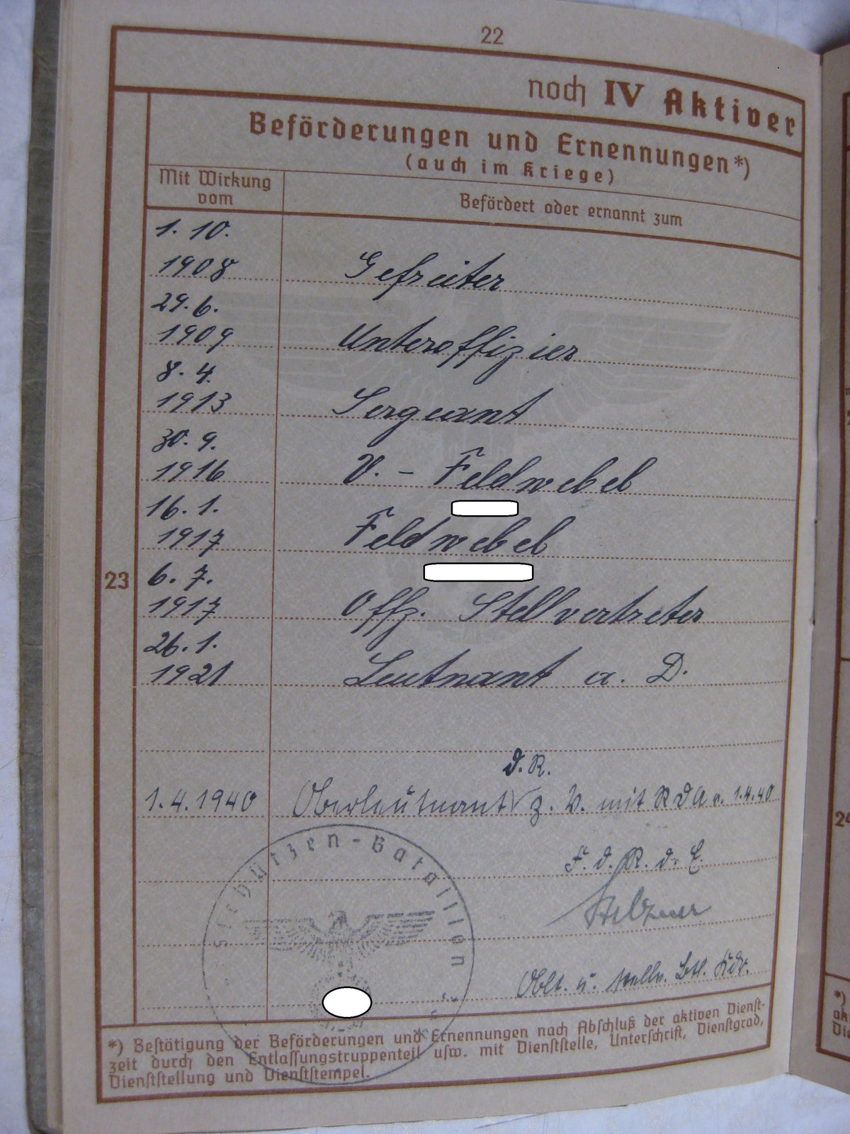 Wehrpaß Hauptmann aus Oschatz / Leipzig Wehrmacht im Stammlager Stalag IV G