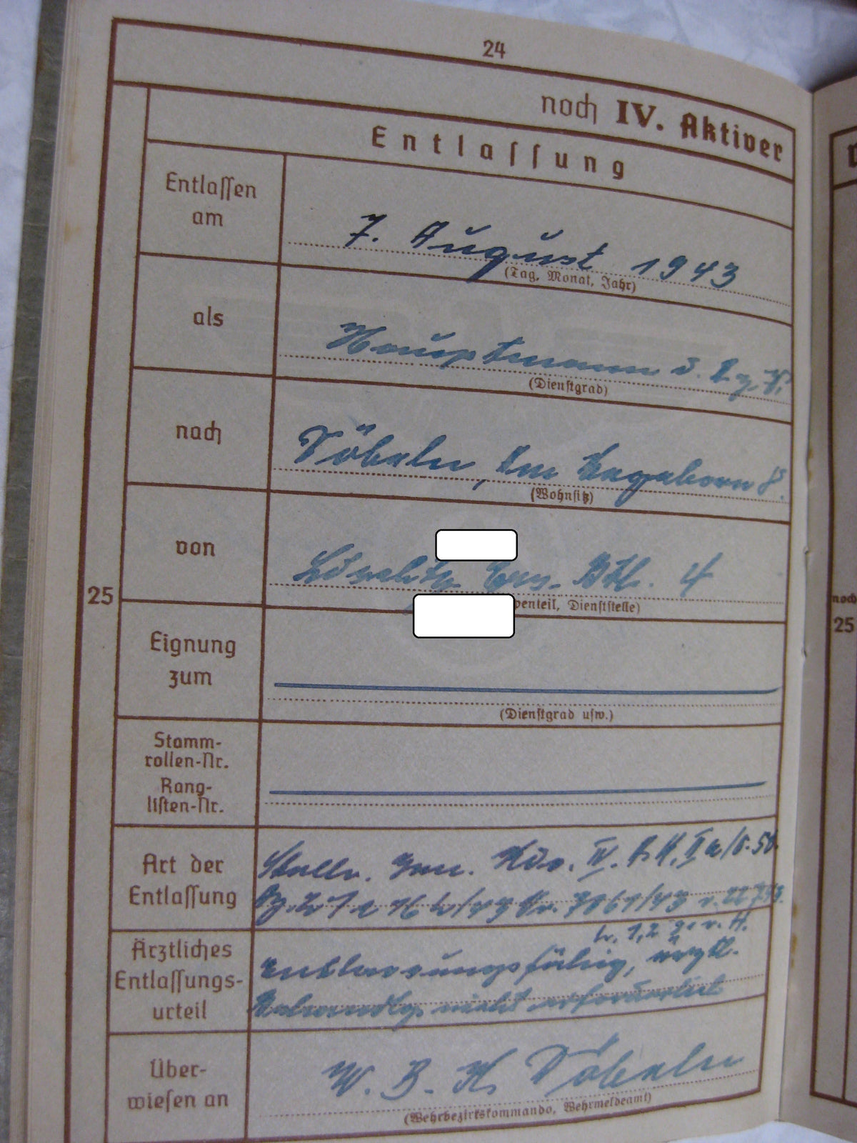 Wehrpaß Hauptmann aus Oschatz / Leipzig Wehrmacht im Stammlager Stalag IV G