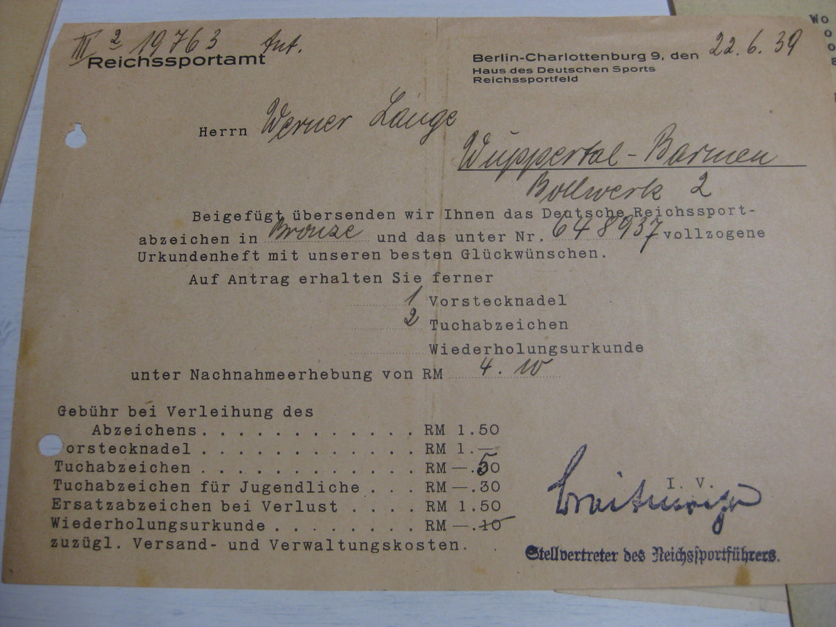 Besitzzeugnis Verleihungsurkunden Wuppertal / Wolchow etc etc  Wehrmacht