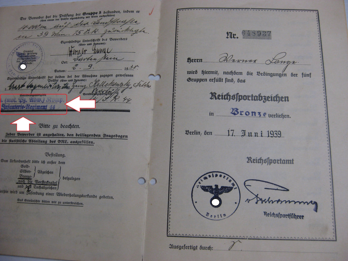 Besitzzeugnis Verleihungsurkunden Wuppertal / Wolchow etc etc  Wehrmacht