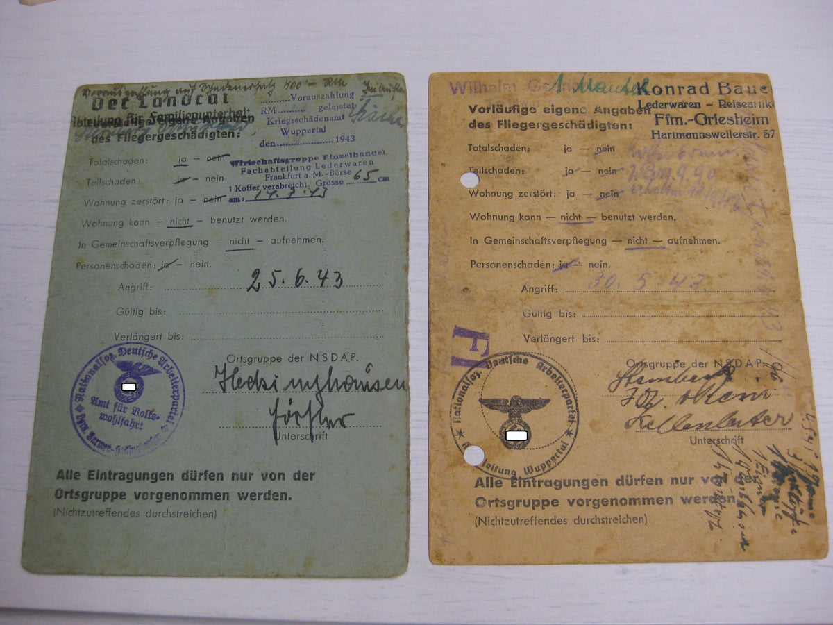 Besitzzeugnis Verleihungsurkunden Wuppertal / Wolchow etc etc  Wehrmacht