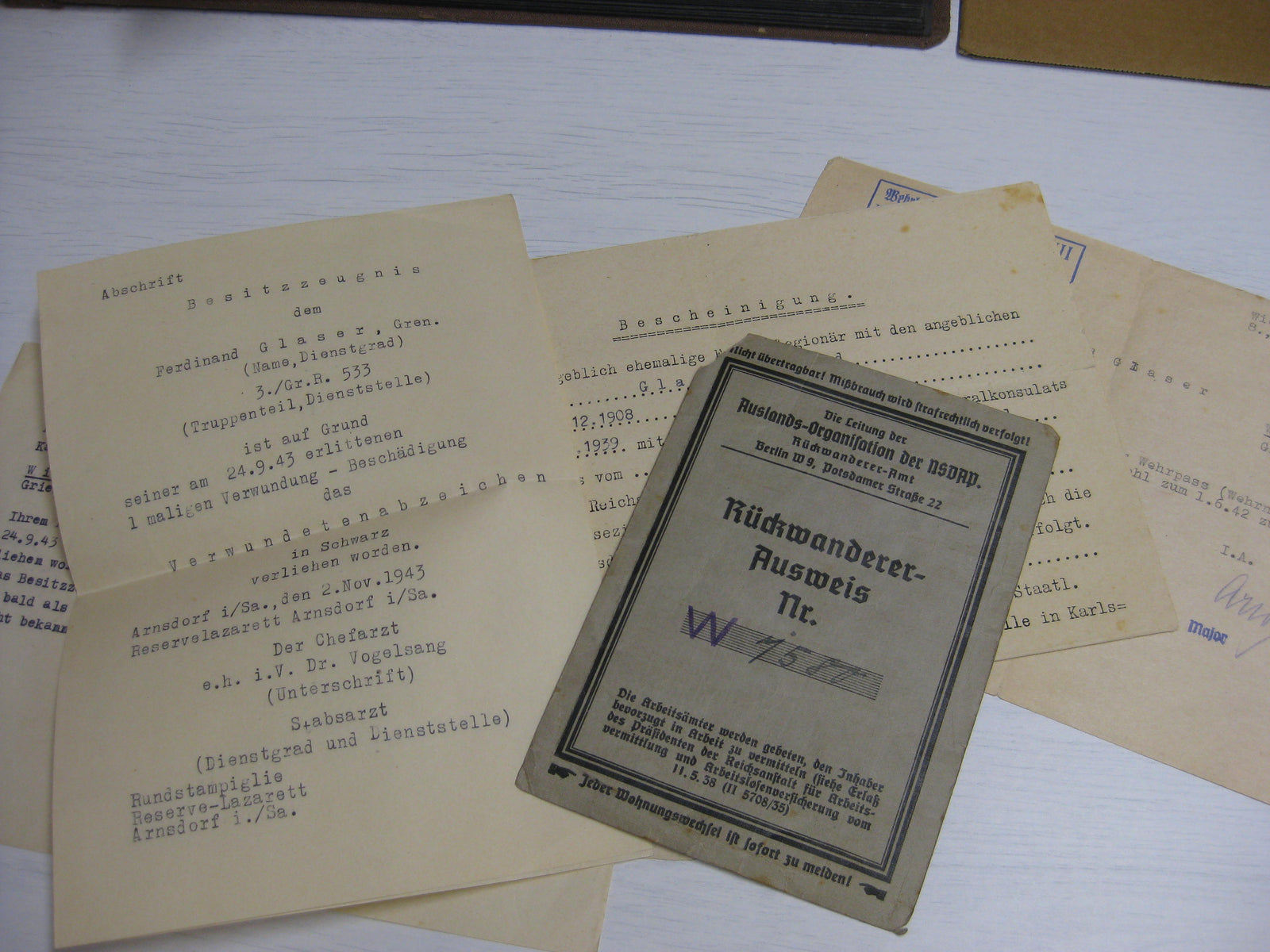 Verleihungsurkunden Rückwanderer Ausweis !! ehemaliger Fremdenlegionär !!