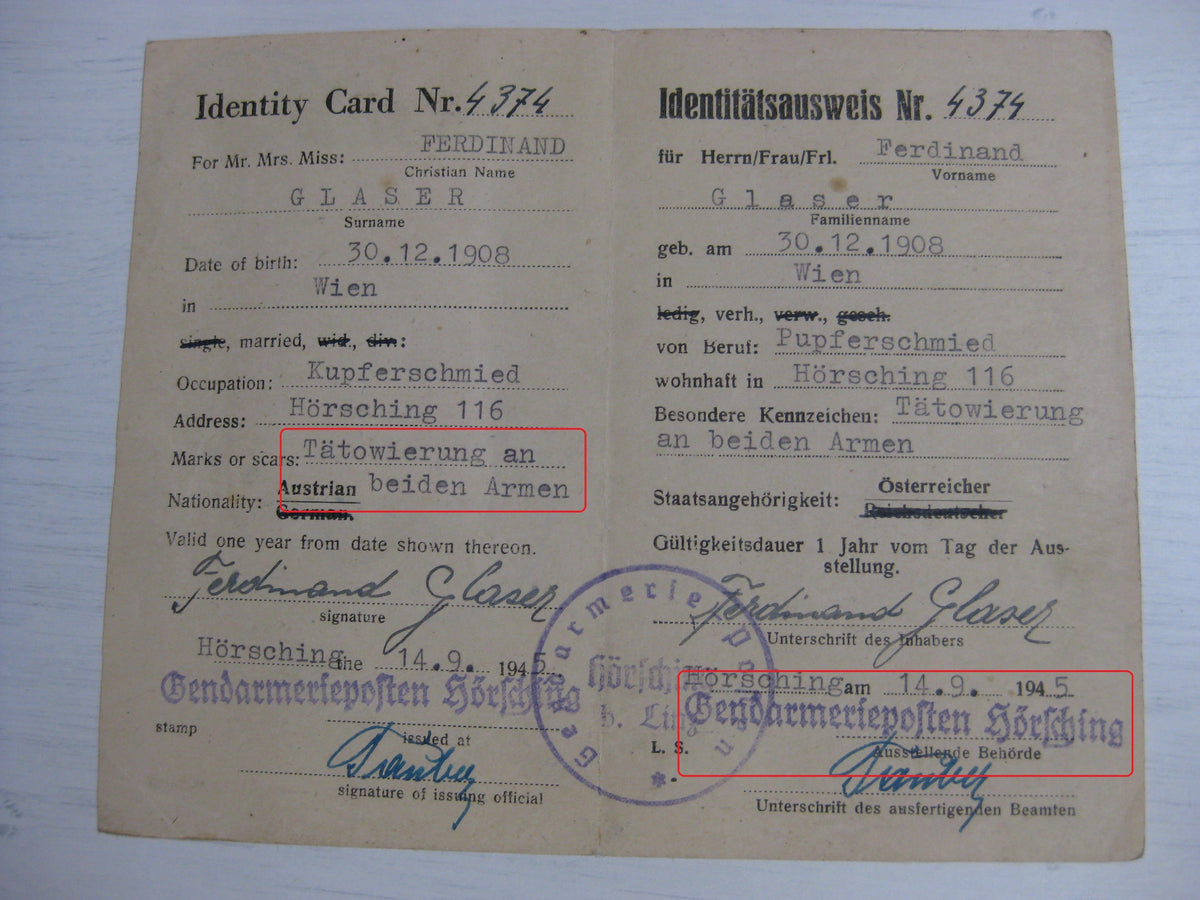 Verleihungsurkunden Rückwanderer Ausweis !! ehemaliger Fremdenlegionär !!