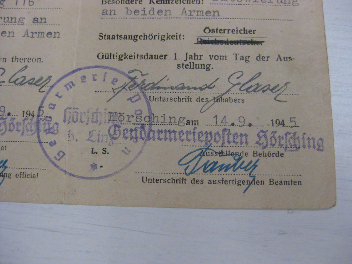 Verleihungsurkunden Rückwanderer Ausweis !! ehemaliger Fremdenlegionär !!