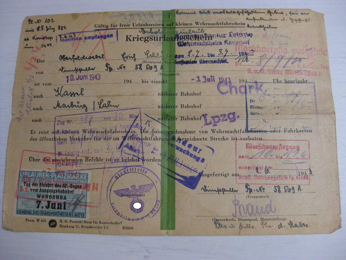 Besitzzeugnis Verleihungsurkunde Eisernes Kreuz Wehrmacht gefallen in Shitomir Russland Ostfront