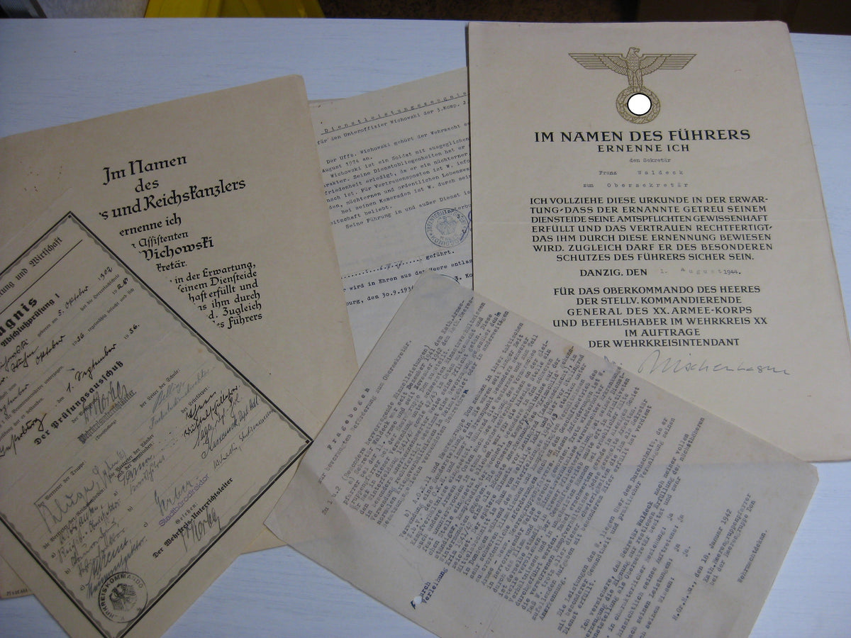 Dokumente Heeresbeamter beim Heeresgruppenpfarrer Heeresgruppe DON Wehrmacht Berufssoldat Beförderungsurkunden Russland Ostfront  etc