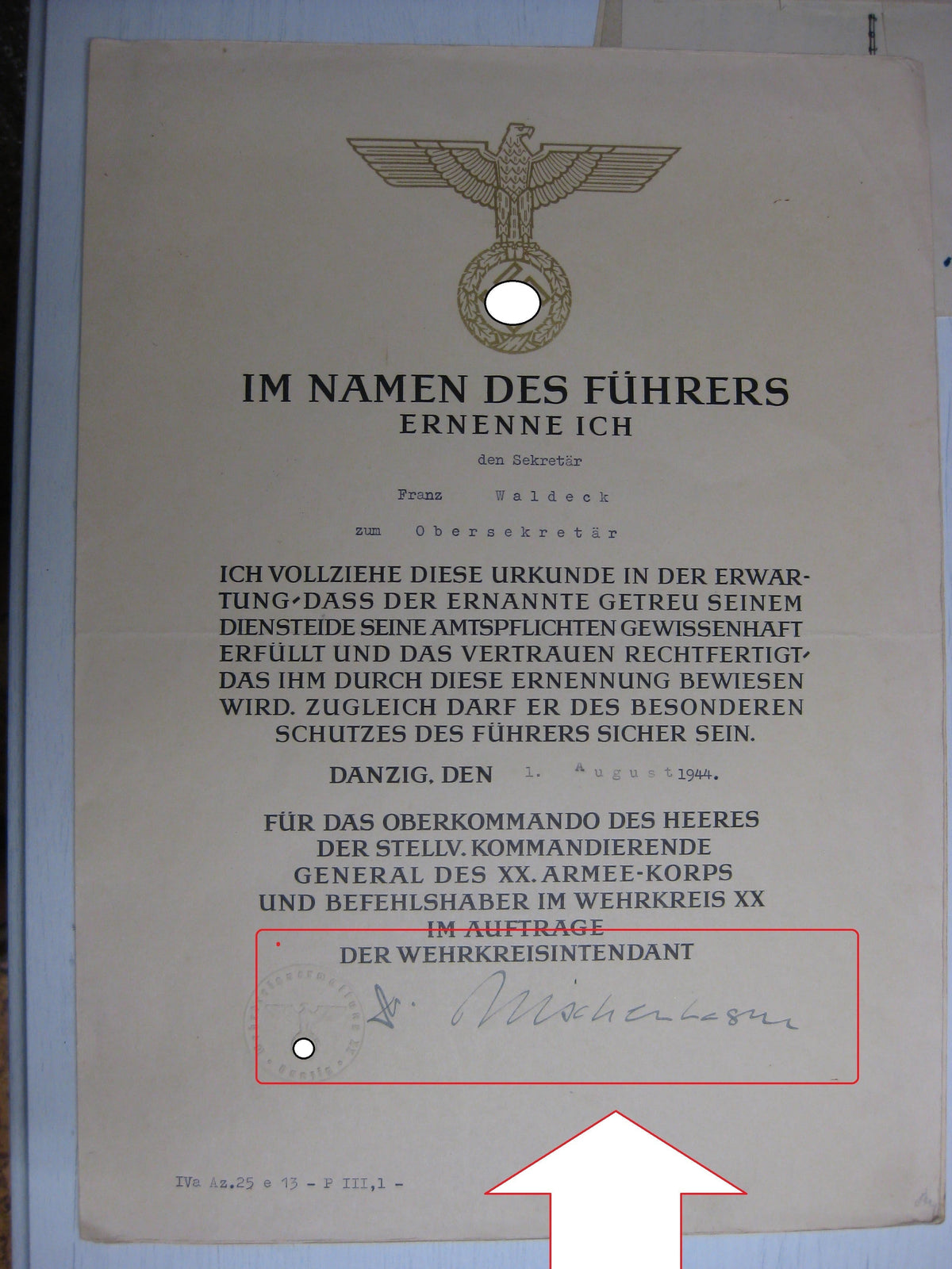 Dokumente Heeresbeamter beim Heeresgruppenpfarrer Heeresgruppe DON Wehrmacht Berufssoldat Beförderungsurkunden Russland Ostfront  etc