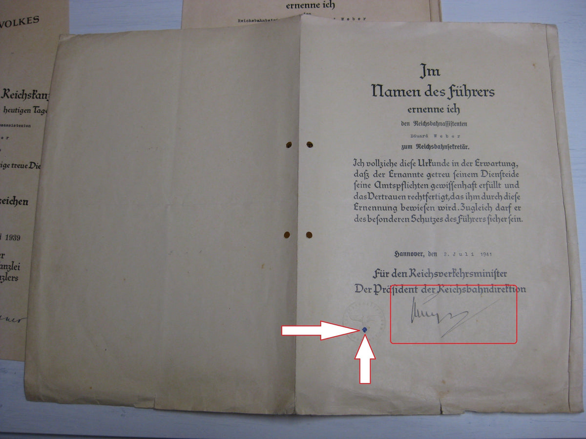 Dokumente Reichsbahn Hannover Sachsen Anhalt Eisenbahn !!Seltene Originalunterschrift!!