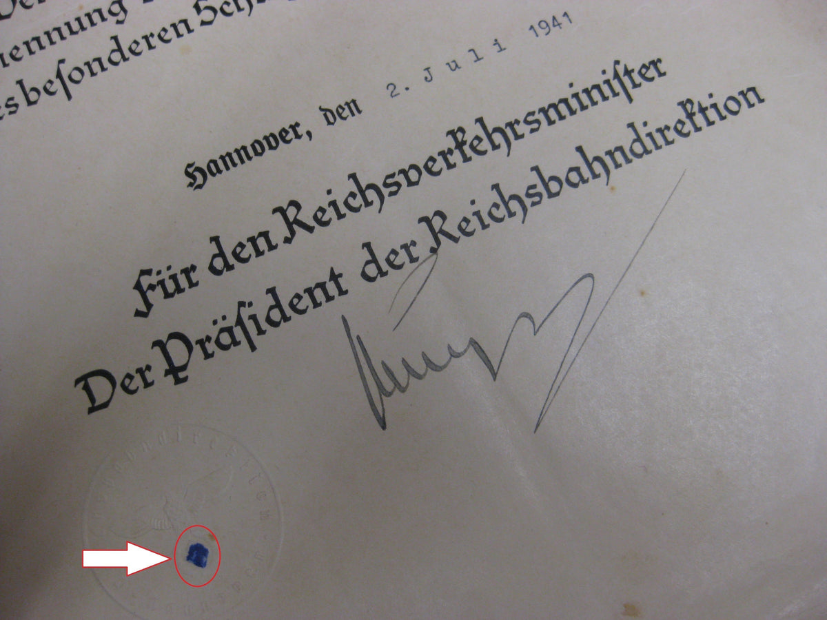 Dokumente Reichsbahn Hannover Sachsen Anhalt Eisenbahn !!Seltene Originalunterschrift!!