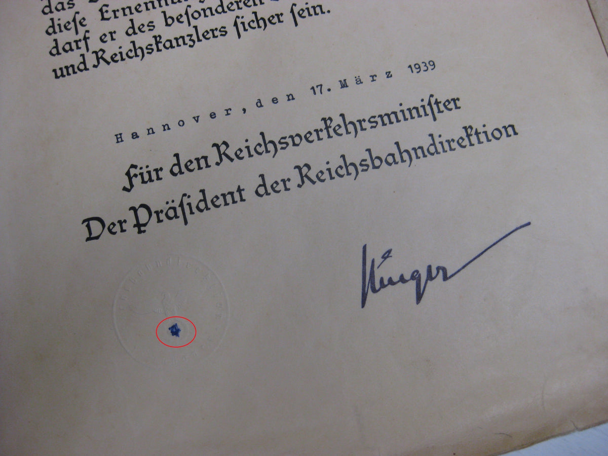 Dokumente Reichsbahn Hannover Sachsen Anhalt Eisenbahn !!Seltene Originalunterschrift!!