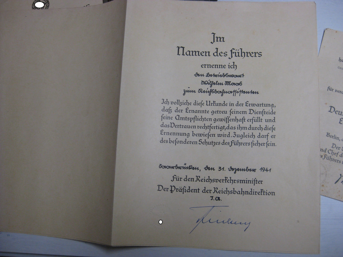Dokumente Reichsbahn Saarbrücken Eisenbahn Beförderungsurkunden Verleihungsurkunde