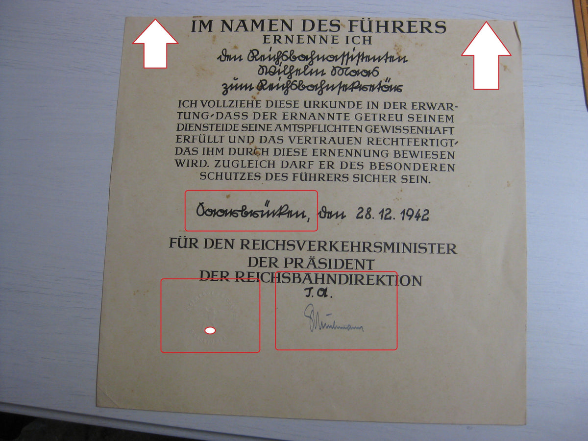 Dokumente Reichsbahn Saarbrücken Eisenbahn Beförderungsurkunden Verleihungsurkunde