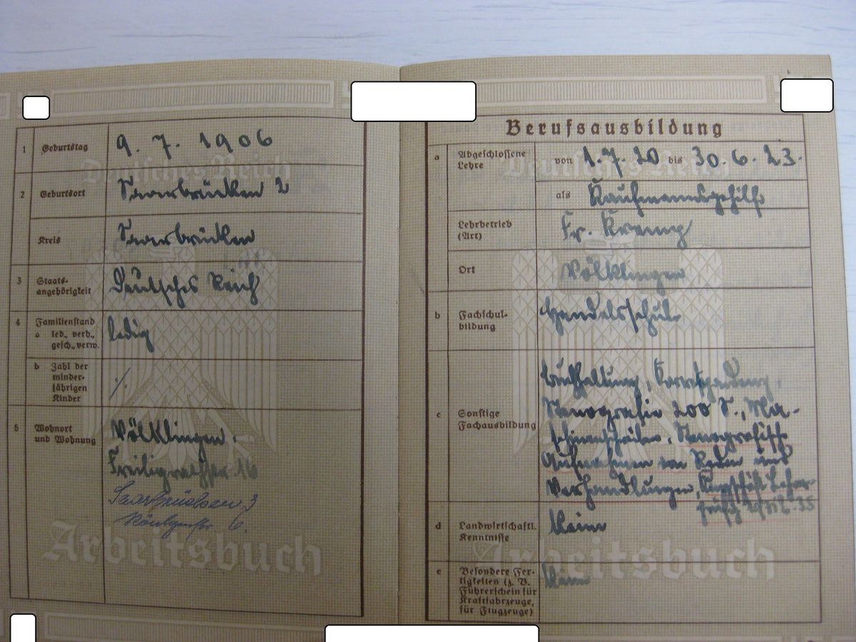 Dokumente Reichsbahn Saarbrücken Eisenbahn Beförderungsurkunden Verleihungsurkunde