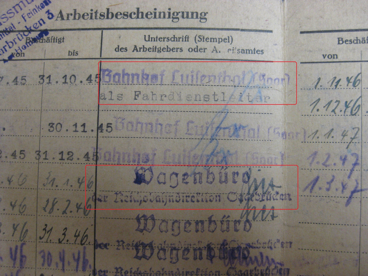 Dokumente Reichsbahn Saarbrücken Eisenbahn Beförderungsurkunden Verleihungsurkunde