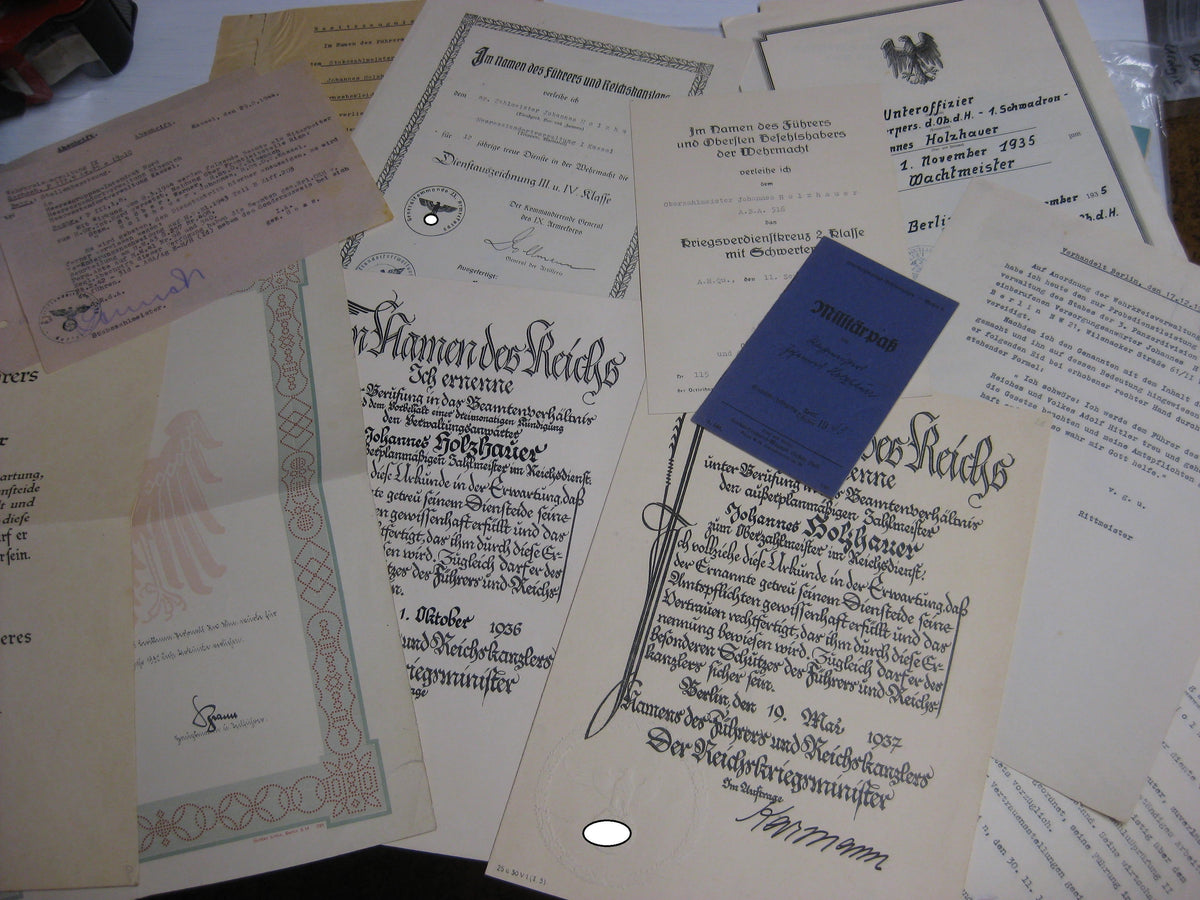 Besitzzeugnis Krimschild Verleihungsurkunden Militärpass Oberstabsintendant / Major Wehrmacht  Russland Ostfront