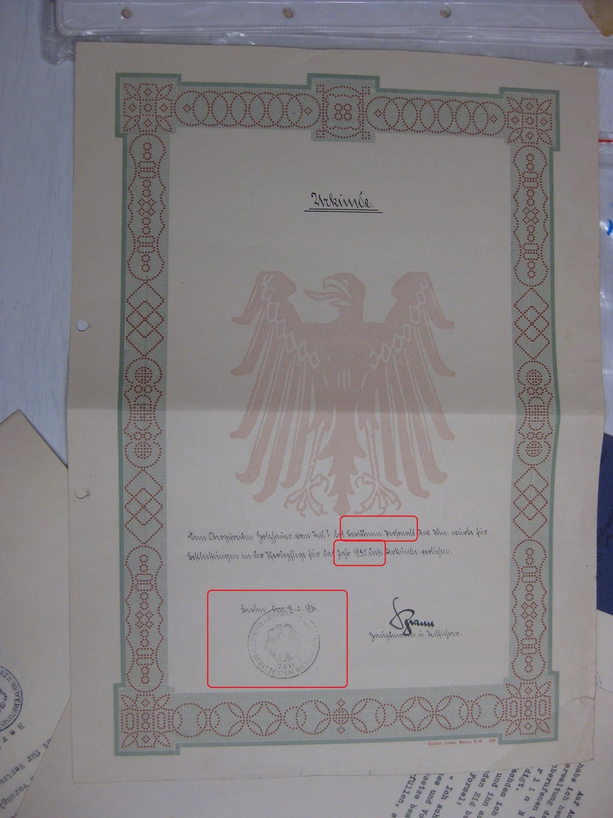 Besitzzeugnis Krimschild Verleihungsurkunden Militärpass Oberstabsintendant / Major Wehrmacht  Russland Ostfront