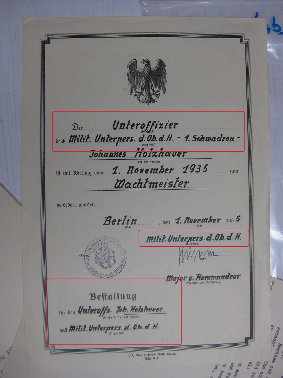 Besitzzeugnis Krimschild Verleihungsurkunden Militärpass Oberstabsintendant / Major Wehrmacht  Russland Ostfront