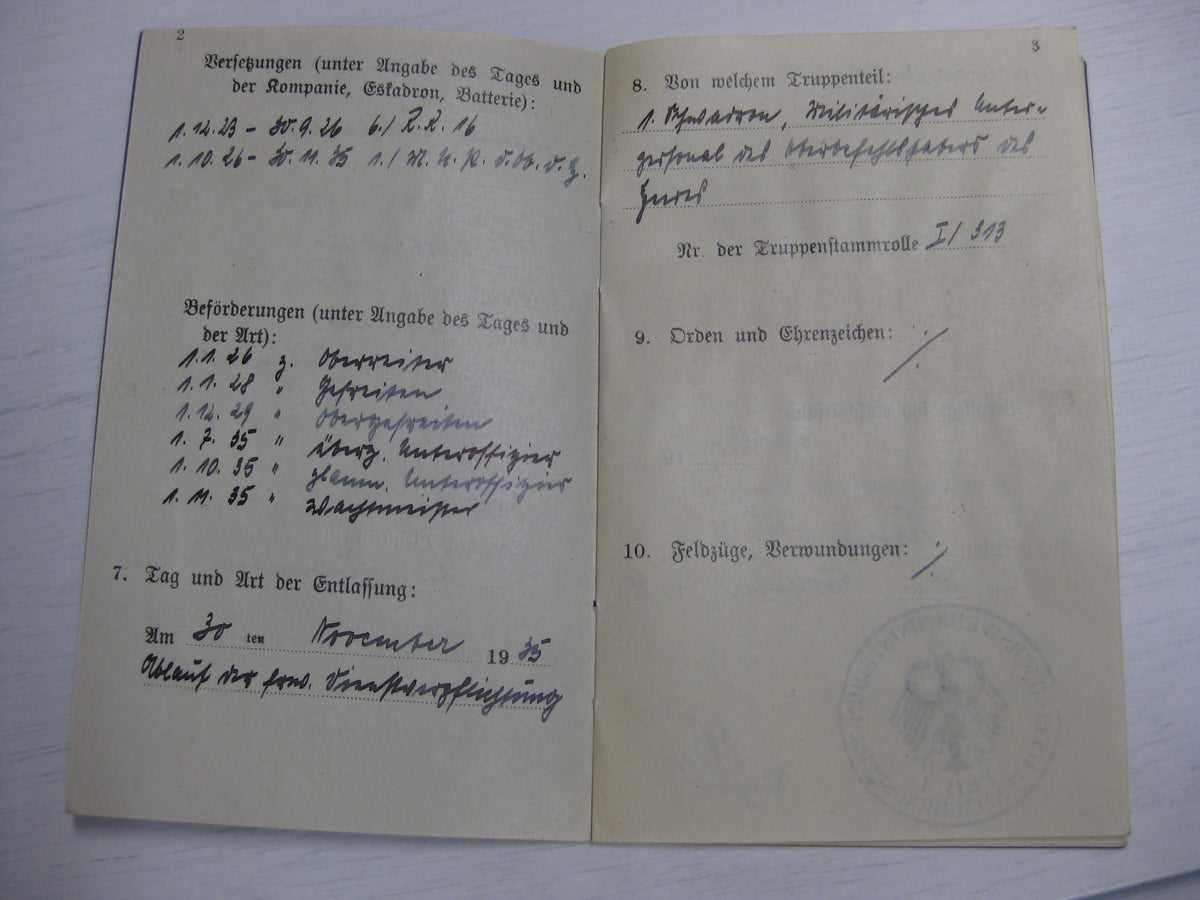 Besitzzeugnis Krimschild Verleihungsurkunden Militärpass Oberstabsintendant / Major Wehrmacht  Russland Ostfront